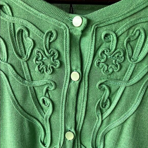 NWT Talbots Silk/Cotton Green Embroidered Cardigan - size 1X - Picture 5 of 13